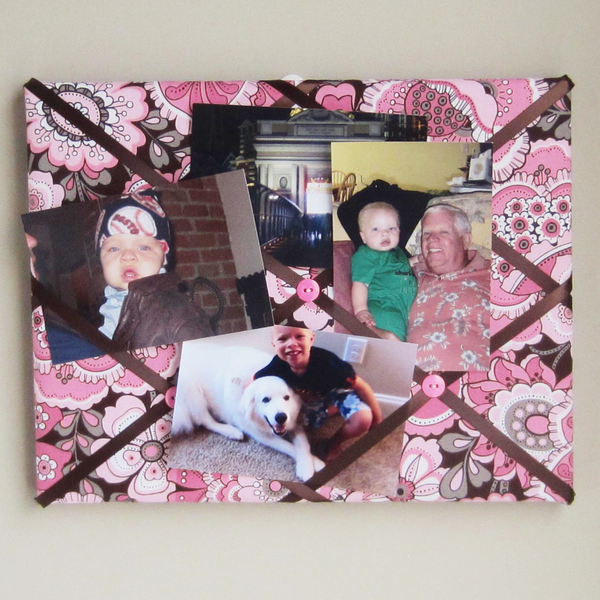 11"x14"  Memory Board or Bow Holder-Pink & Brown Floral