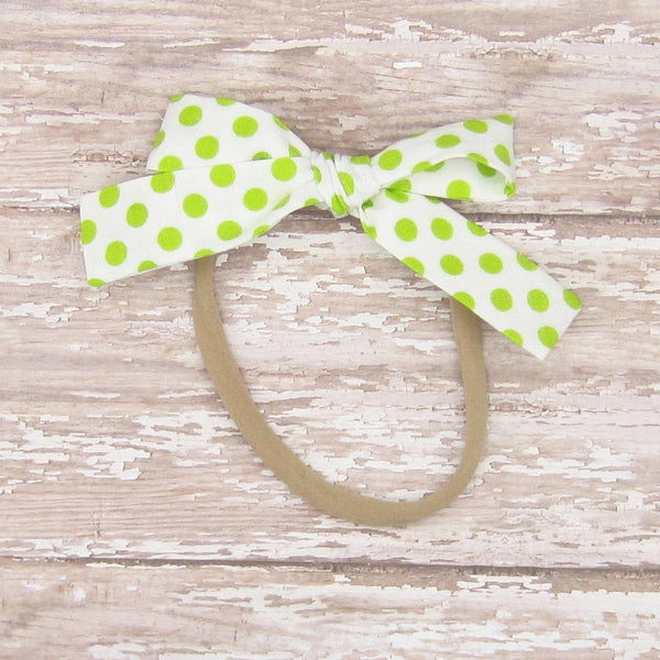 Set of 5 Fabric Bow Headbands in Gingham and Polka Dots
