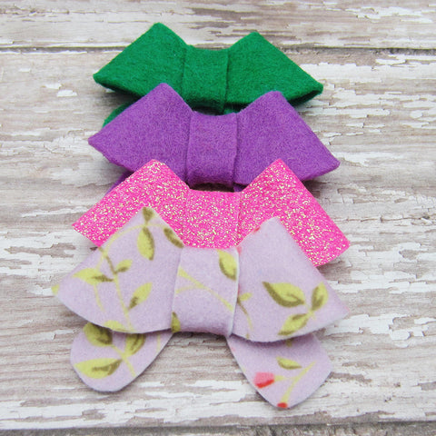 Fortune Cookie Felt Bow Hair Clip-Small