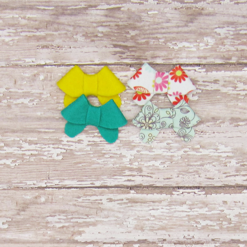 Set of 4 Fortune Cookie Felt Bow Hair Clip-Small