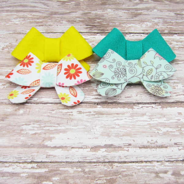 Set of 4 Fortune Cookie Felt Bow Hair Clip-Large