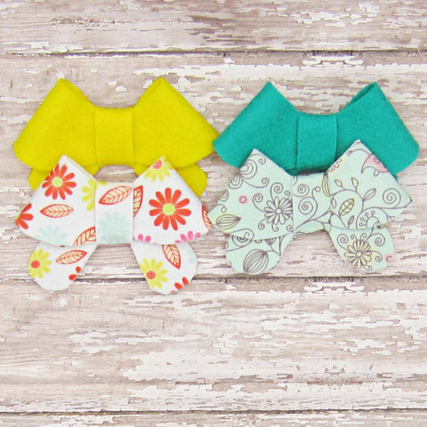Set of 4 Fortune Cookie Felt Bow Hair Clip-Large