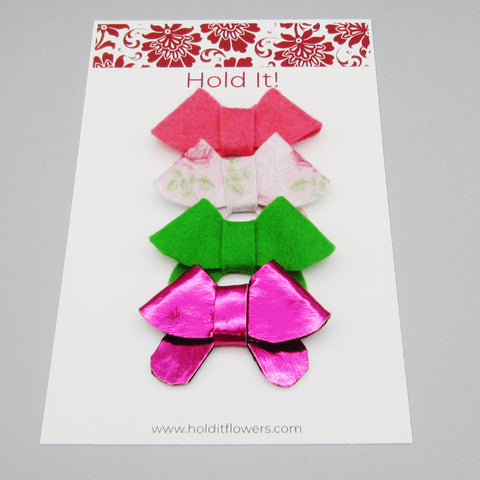 Set of 4 Fortune Cookie Felt Bow Hair Clip-Small