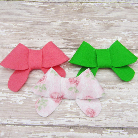 Set of 3 Fortune Cookie Felt Bow Hair Clip-Large