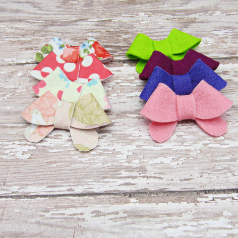 Set of 8 Fortune Cookie Felt Bow Hair Clip-Small