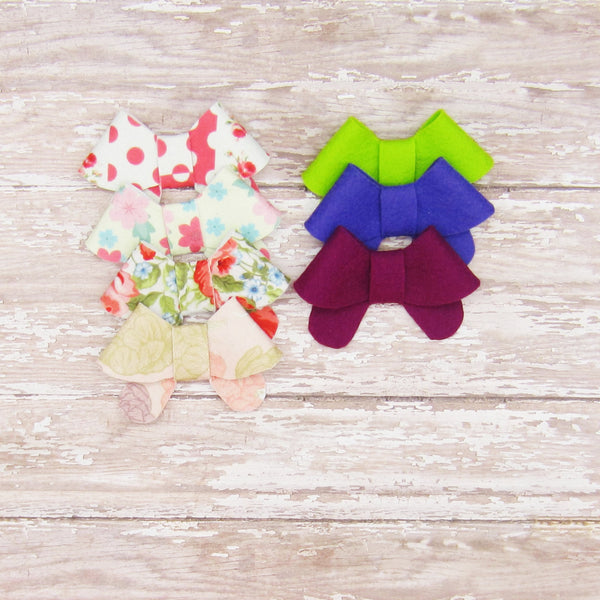 Set of 7 Fortune Cookie Felt Bow Hair Clip-Large