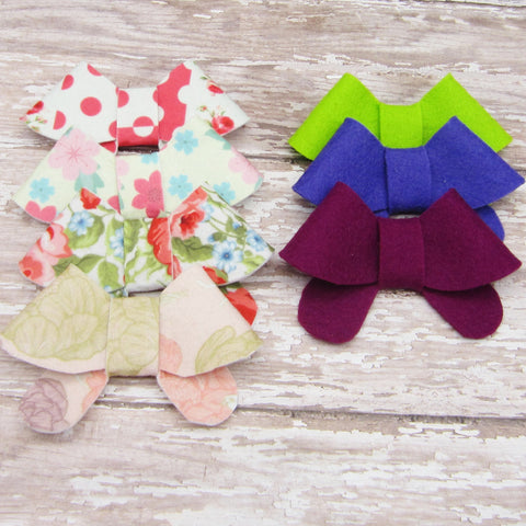 Set of 7 Fortune Cookie Felt Bow Hair Clip-Large
