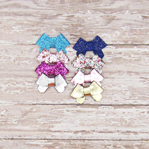 Set of 8 Fortune Cookie Felt Bow Hair Clip-Small