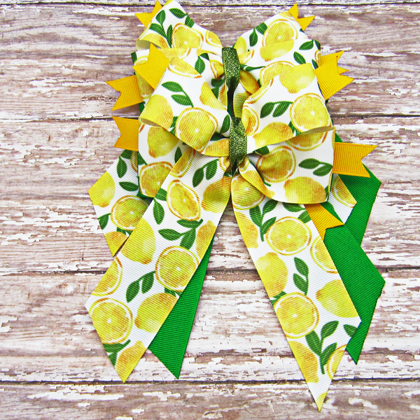 Lemonade Set of 2  Equestrian Hair Bows-Available on a French Barrette or Hair Clip