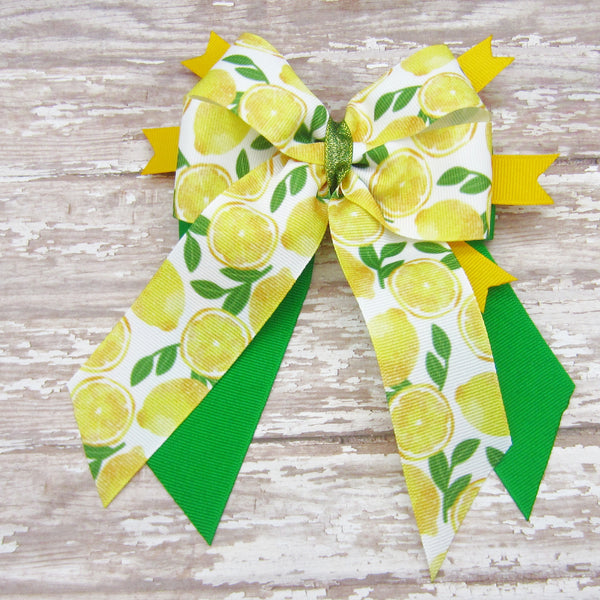 Lemonade Set of 2  Equestrian Hair Bows-Available on a French Barrette or Hair Clip