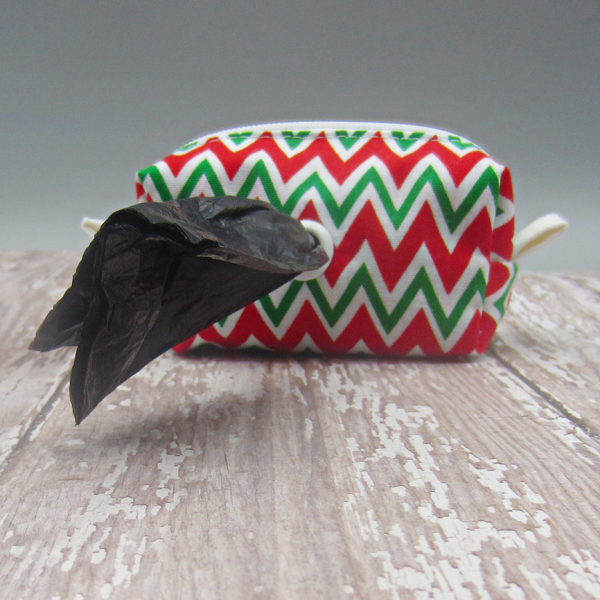 Red and Green Chevron Pet Waste Bag Holder