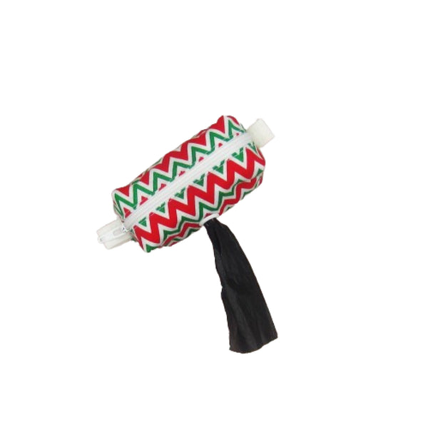 Red and Green Chevron Pet Waste Bag Holder