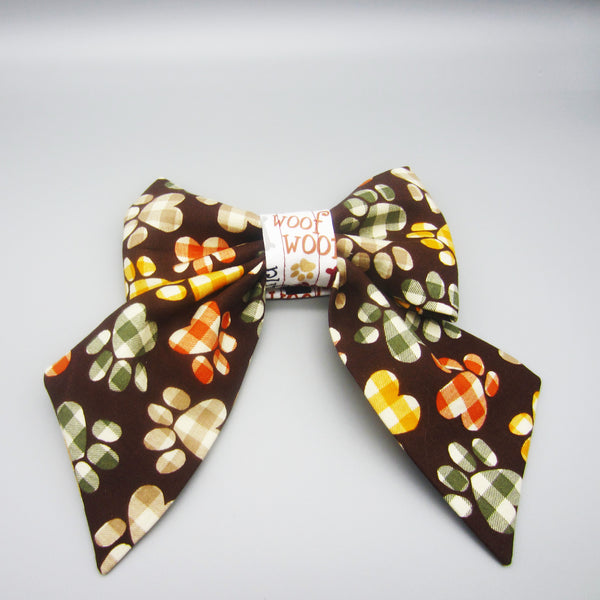 Fall Paw Prints Pet Bow Tie or Sailor Bow-4 Sizes Available