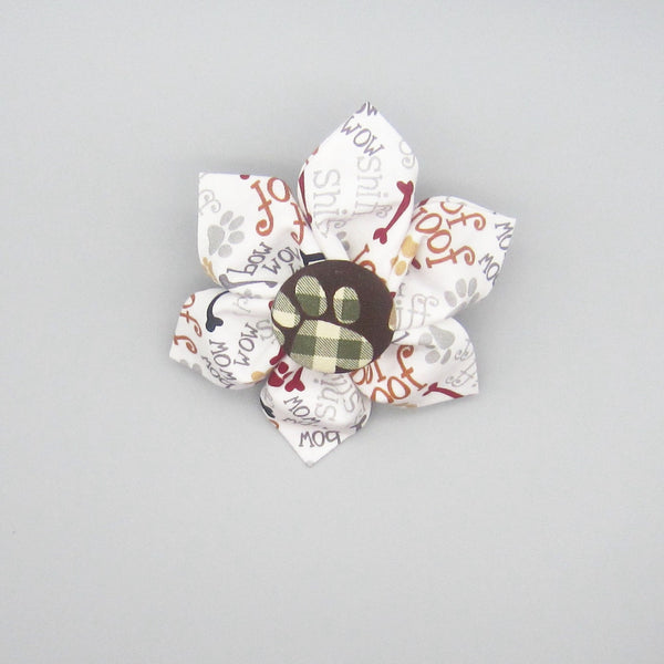 Woof Woof Fall Print Flower For Pet Collar-4 Sizes