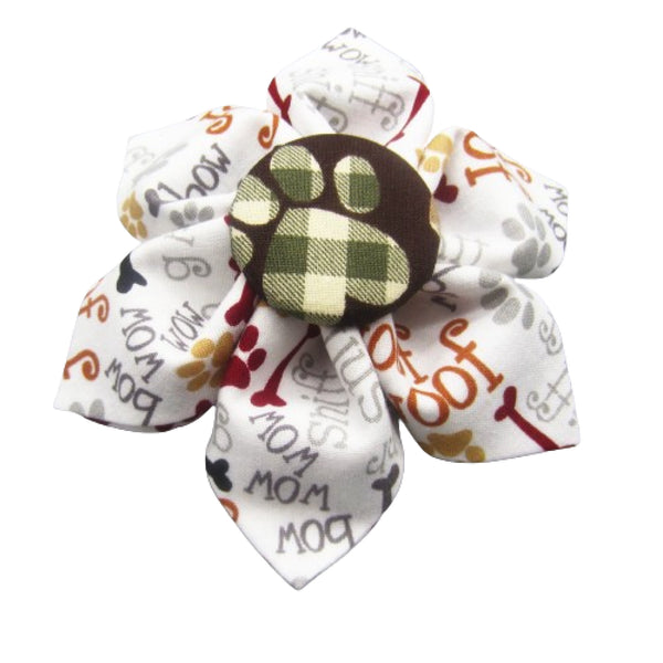 Woof Woof Fall Print Flower For Pet Collar-4 Sizes