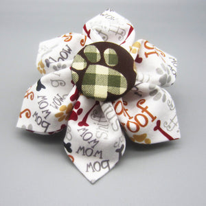 Woof Woof Fall Print Flower For Pet Collar-4 Sizes