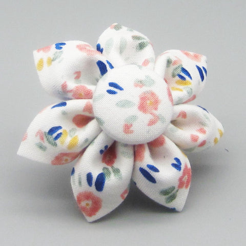 Peach & Navy Floral Flower For Pet Collar-4 Sizes