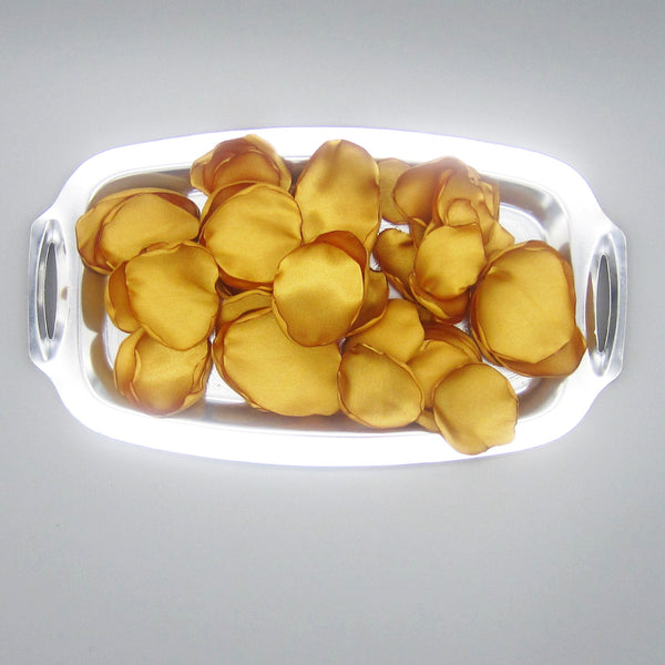 50 Antique Gold Satin Flower Petals For Wedding Decor