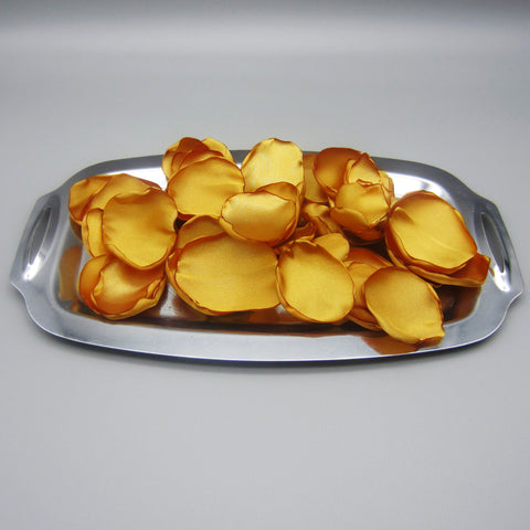 50 Antique Gold Satin Flower Petals For Wedding Decor