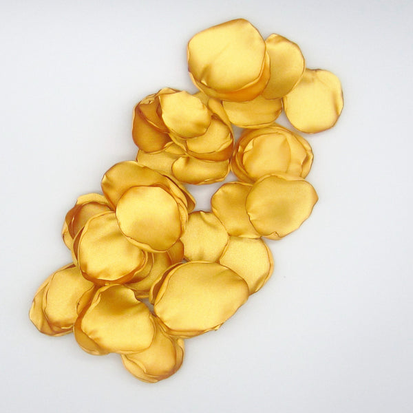 50 Antique Gold Satin Flower Petals For Wedding Decor