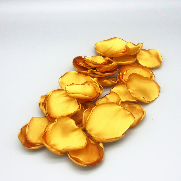 50 Antique Gold Satin Flower Petals For Wedding Decor