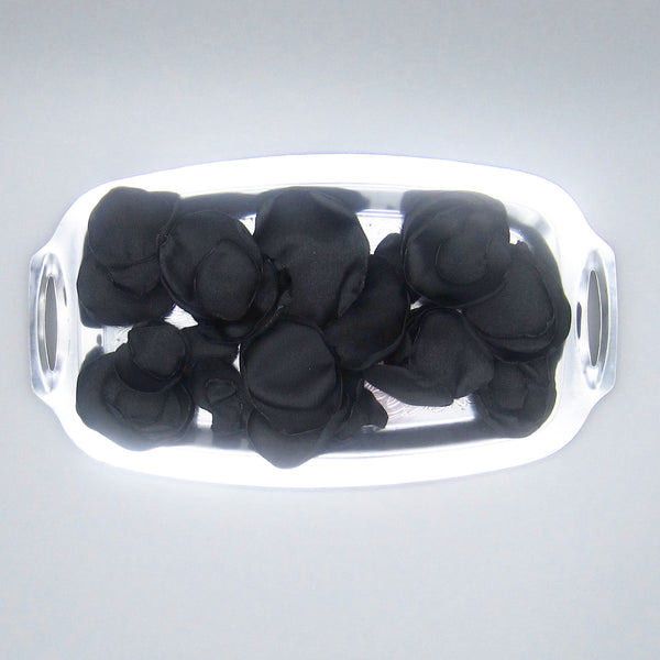 50 Black & White Satin Flower Petals For Wedding Decor