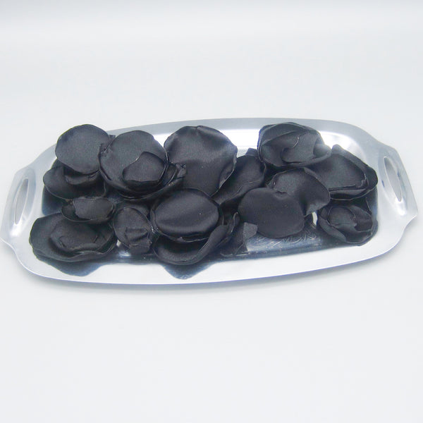 50 Black & White Satin Flower Petals For Wedding Decor
