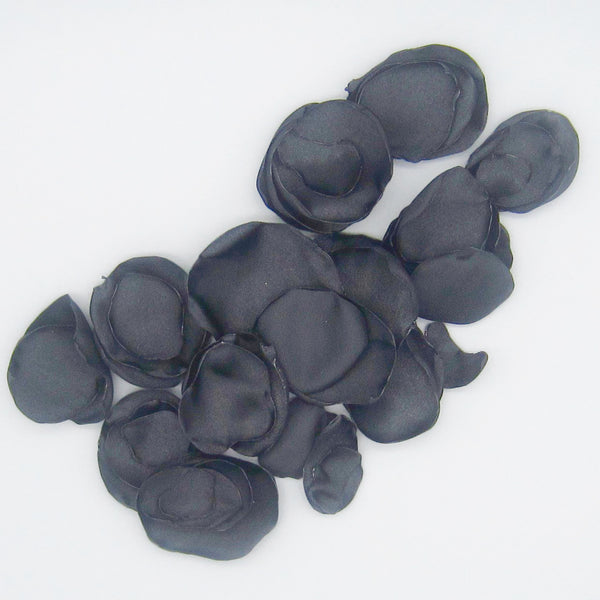 50 Black & White Satin Flower Petals For Wedding Decor