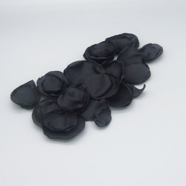 50 Black & White Satin Flower Petals For Wedding Decor
