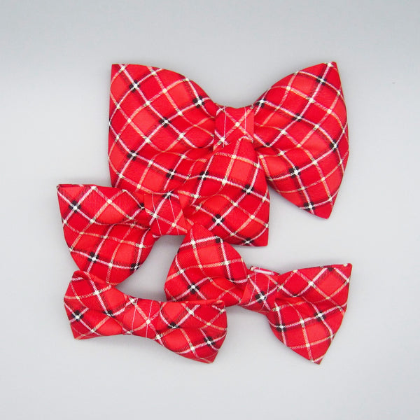 Red Tartan Plaid Pet Bow Tie or Sailor Bow