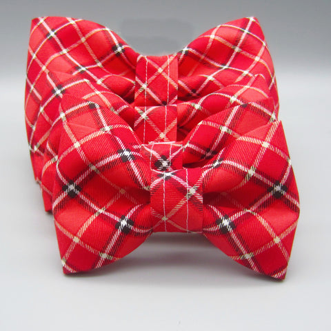 Red Tartan Plaid Pet Bow Tie or Sailor Bow