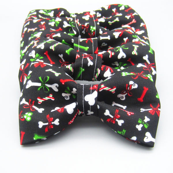 Christmas Bones Pet Bow Tie or Sailor Bow -4 Sizes Available