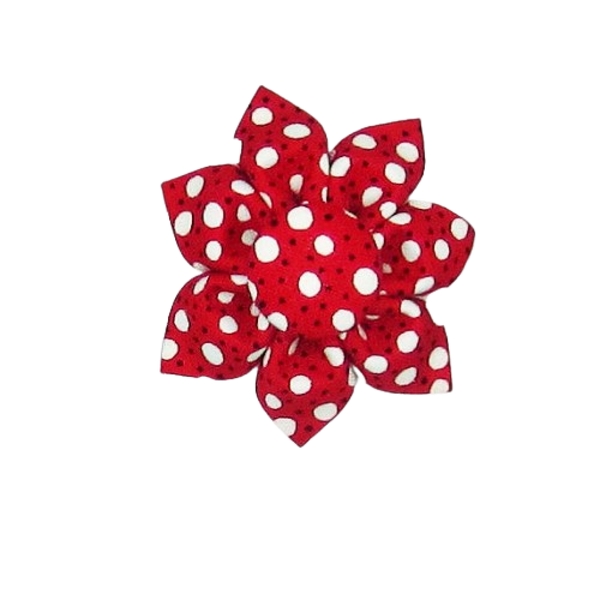 Red White & Black Polka Dot Flower For Pet Collar-4 Sizes