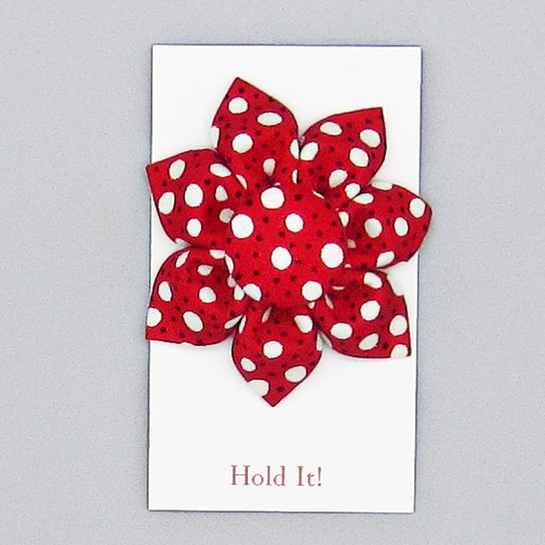 Red White & Black Polka Dot Flower For Pet Collar-4 Sizes
