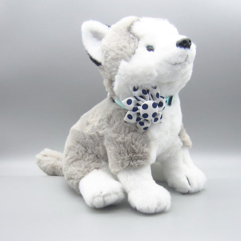 White & Navy Blue Polka Dot Flower For Pet Collar-4 Sizes