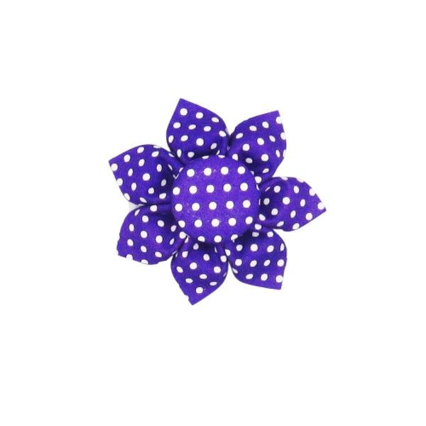 Purple & White Polka Dot Flower For Pet Collar-4 Sizes