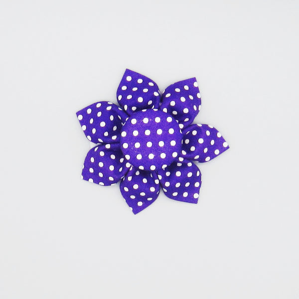 Purple & White Polka Dot Flower For Pet Collar-4 Sizes