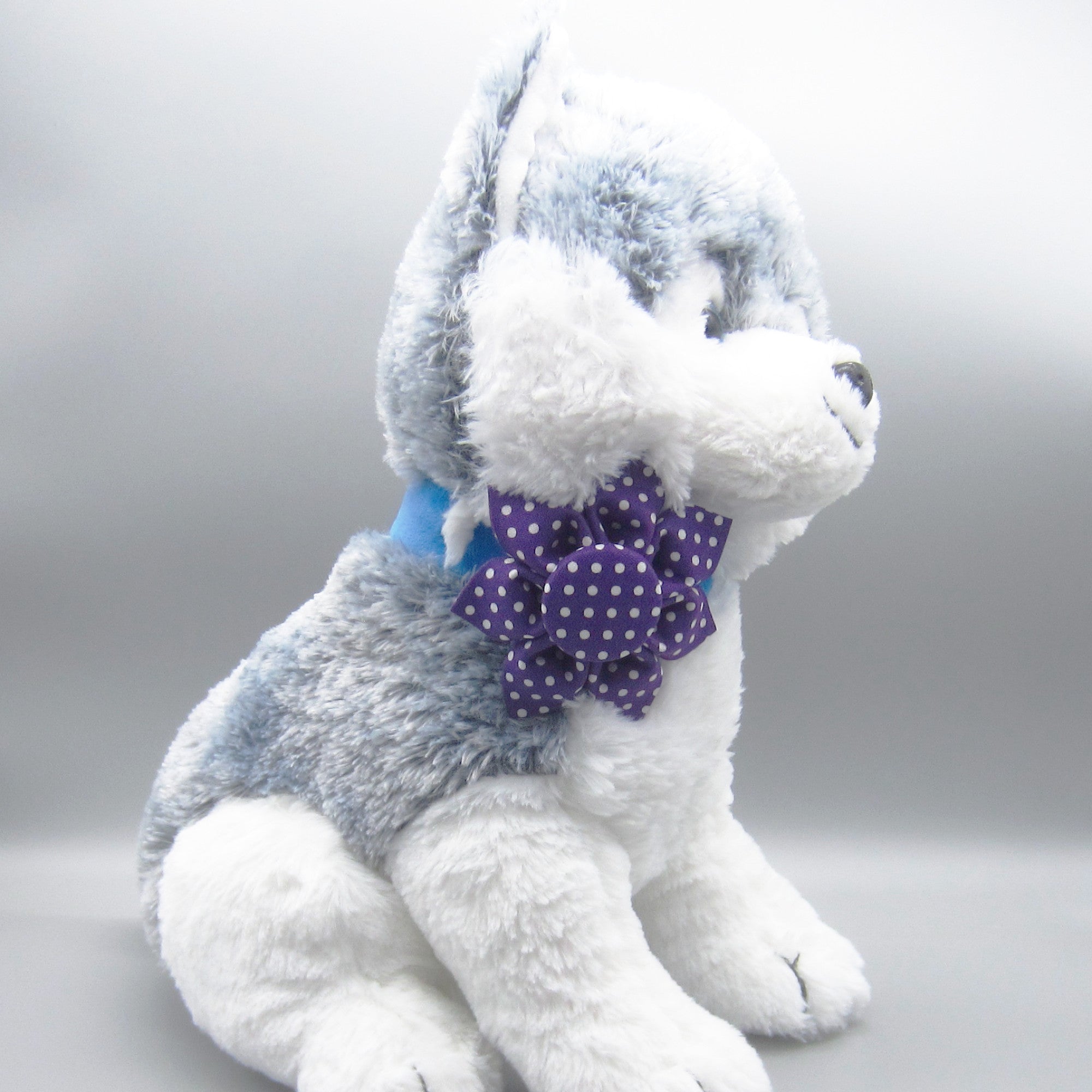Purple & White Polka Dot Flower For Pet Collar-4 Sizes