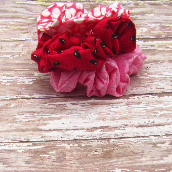 Set of 3 Pink Scrunchies
