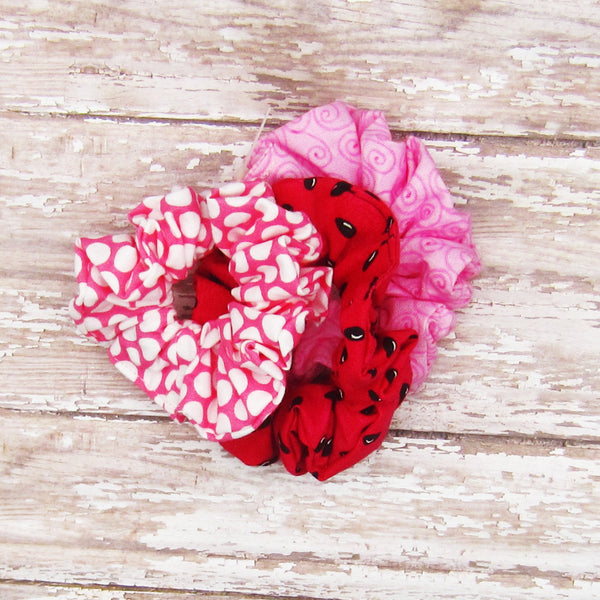 Set of 3 Pink Scrunchies