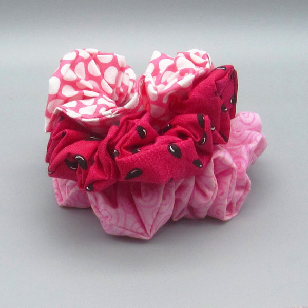 Set of 3 Pink Scrunchies