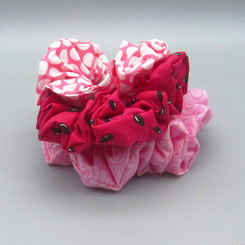 Set of 3 Pink Scrunchies