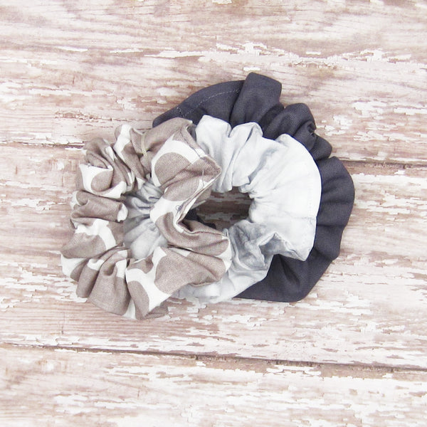 Set of 3 Grey Scrunchies