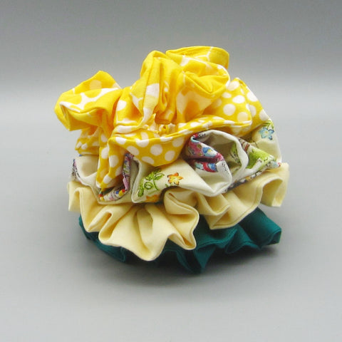 Set of 5 Yellow & Green Scrunchies