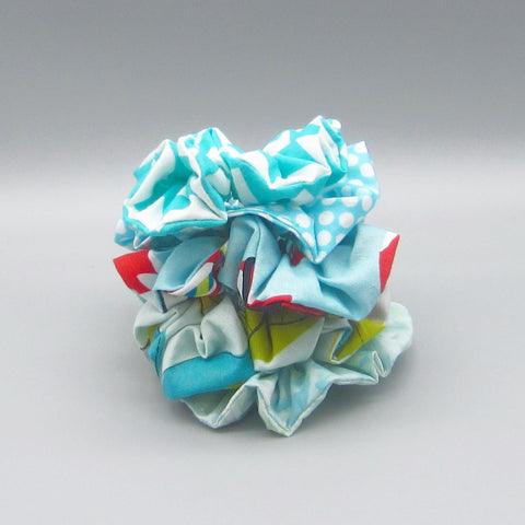 Set of 5 Turquoise Scrunchies