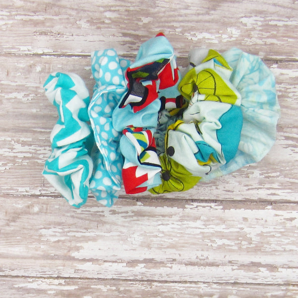 Set of 5 Turquoise Scrunchies