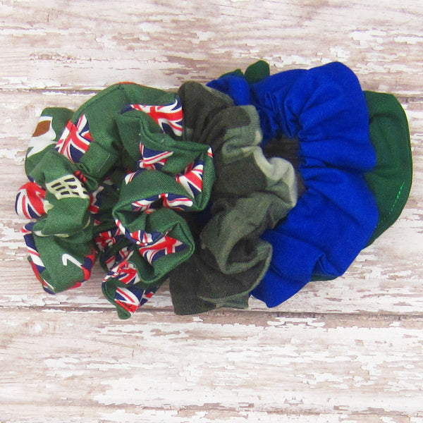 Set of 5 Green & Blue Scrunchies