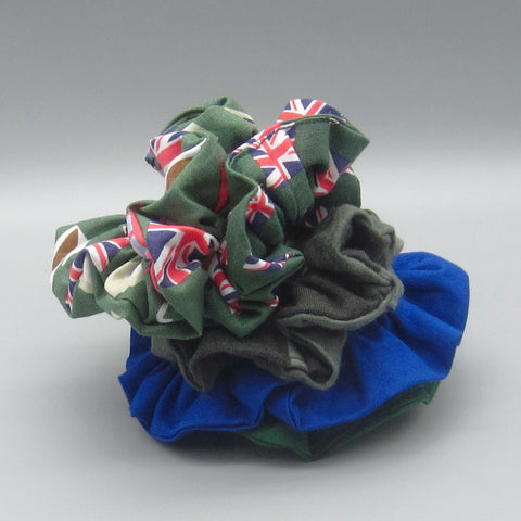 Set of 5 Green & Blue Scrunchies