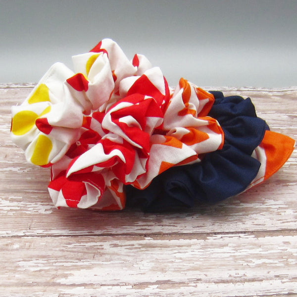 Set of 5 Bright Dots & Chevron Scrunchies