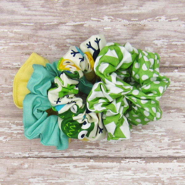 Set of 5 Green Scrunchies